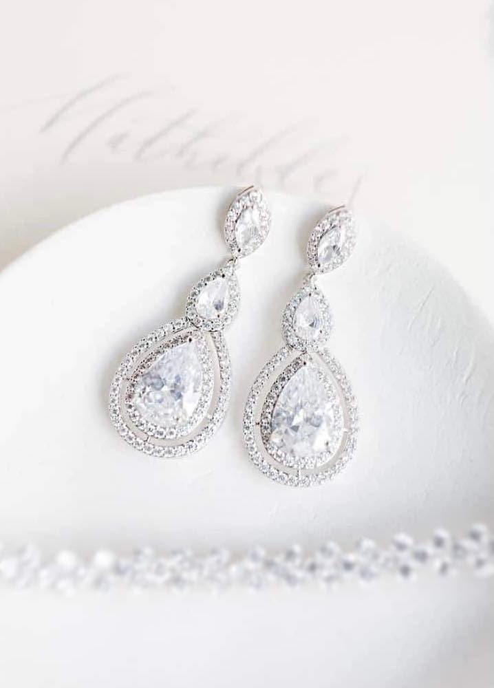 ''Dazzling'' νυφικά σκουλαρίκια σε υπέροχο κρεμαστό σχήμα δάκρυ! - Image 10