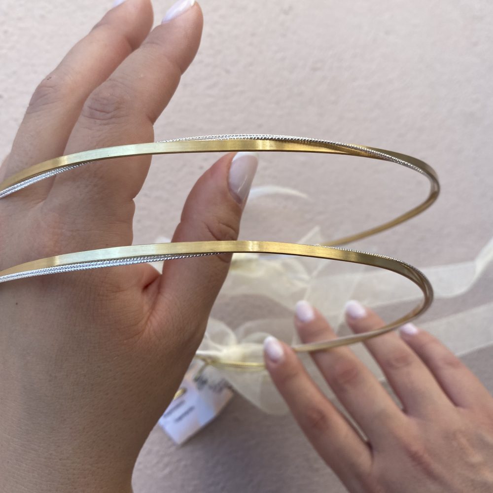 “Magnetic” πανέμορφα στέφανα. Χειροποίητα δίχρωμα, σε minimal γραμμή , χρυσό ματ με λαμπερή διακόσμηση! - Image 4