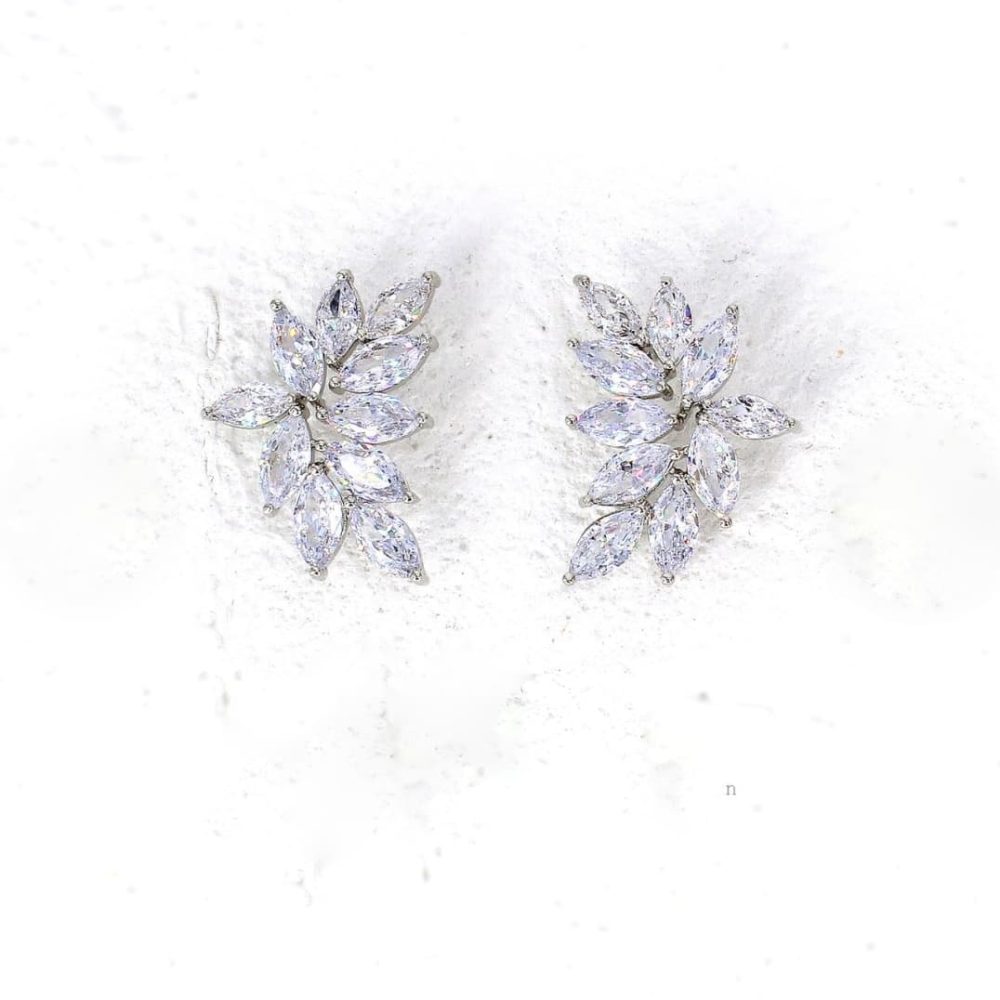 ''Lilianna'' grande , χειροποίητα νυφικά σκουλαρίκια με ζιργκόν πέτρες σε ασημί! - Image 11