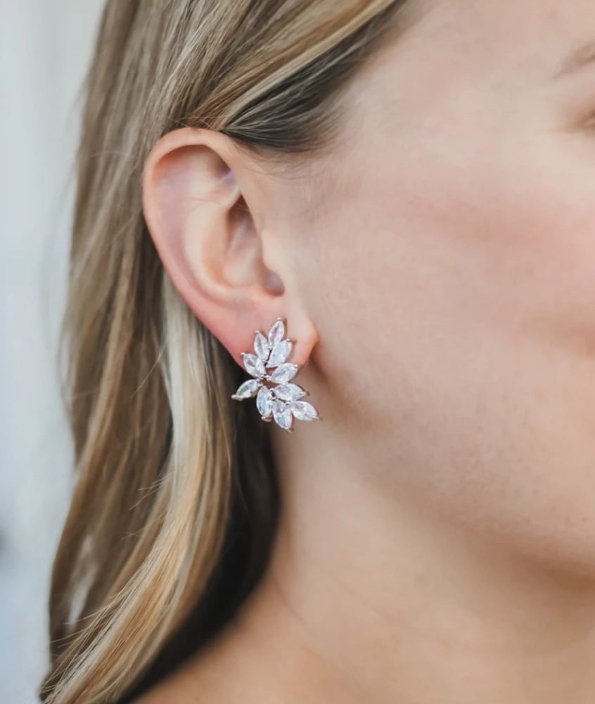 ''Lilianna'' grande , χειροποίητα νυφικά σκουλαρίκια με ζιργκόν πέτρες σε ασημί! - Image 7