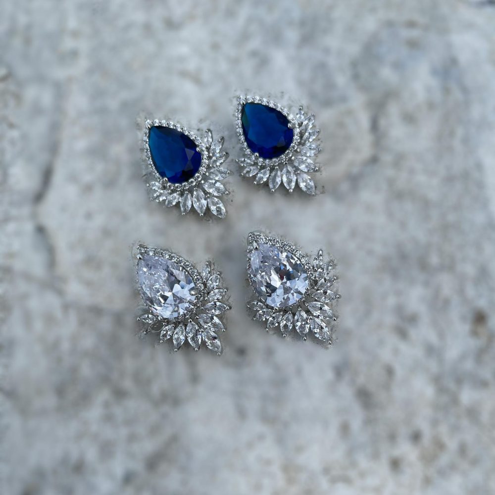 ”Gloria” statement σκουλαρίκια με μπλε κρύσταλλα ανώτερης ποιότητας και καθαρότητας - Image 4