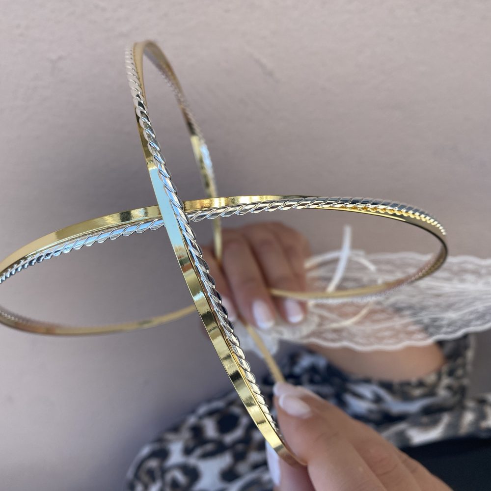 «Twin hearts» δίχρωμο ζευγάρι στέφανα, εξαιρετικής ποιότητας! Χειροποίητα , επάργυρα με design που ταιριάζει εύκολα με κάθε στυλ γάμου! - Image 3