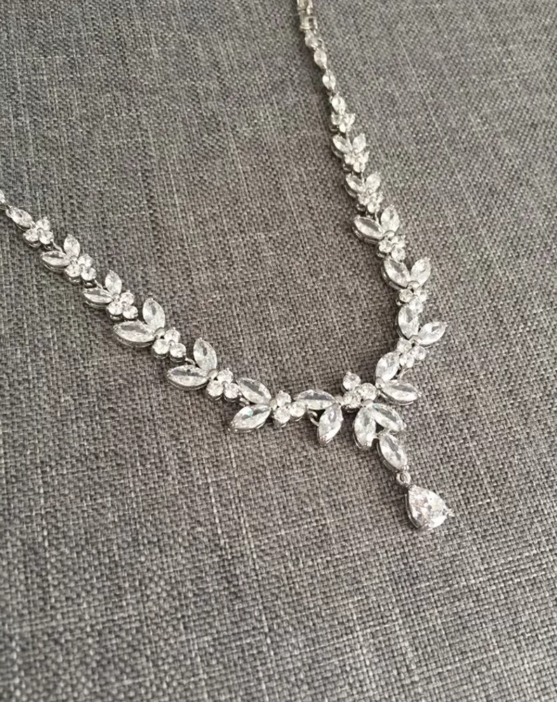 “Brilliant” ρομαντικό νυφικό σετ από κολιέ & σκουλαρίκια! Επιχρυσωμένα με ζιργκόν!! - Image 4