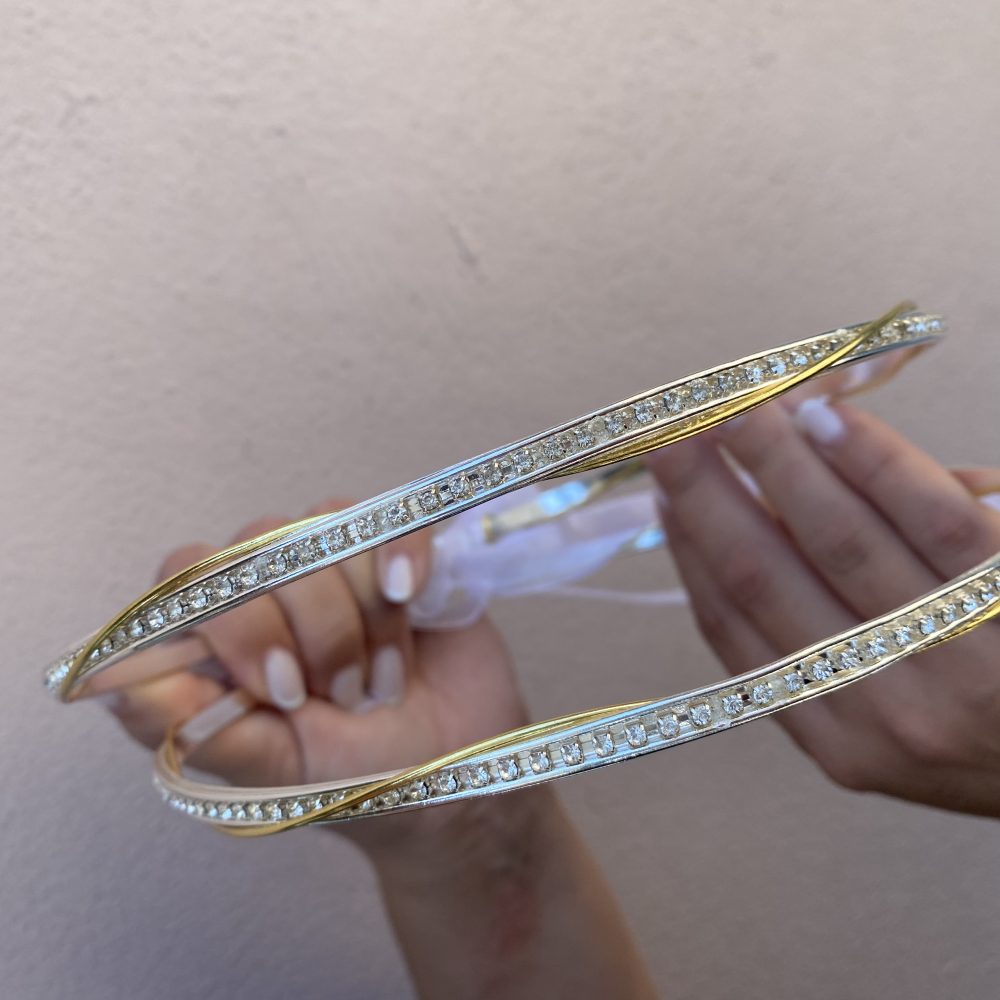 “Sun rays” επάργυρα στέφανα γάμου, δίχρωμα με κρυσταλλάκια! - Image 6