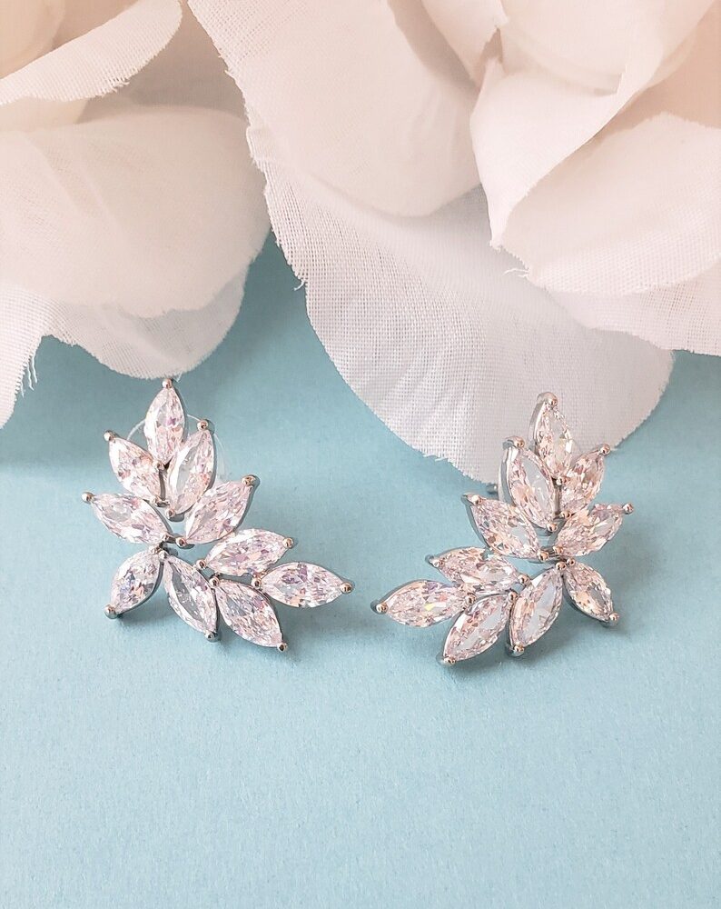 ''Lilianna'' grande , χειροποίητα νυφικά σκουλαρίκια με ζιργκόν πέτρες σε ασημί! - Image 23