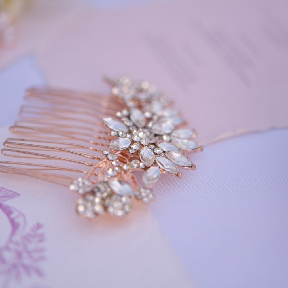 'Olivia' ροζ χρυσό νυφικό χτενάκι - Image 13