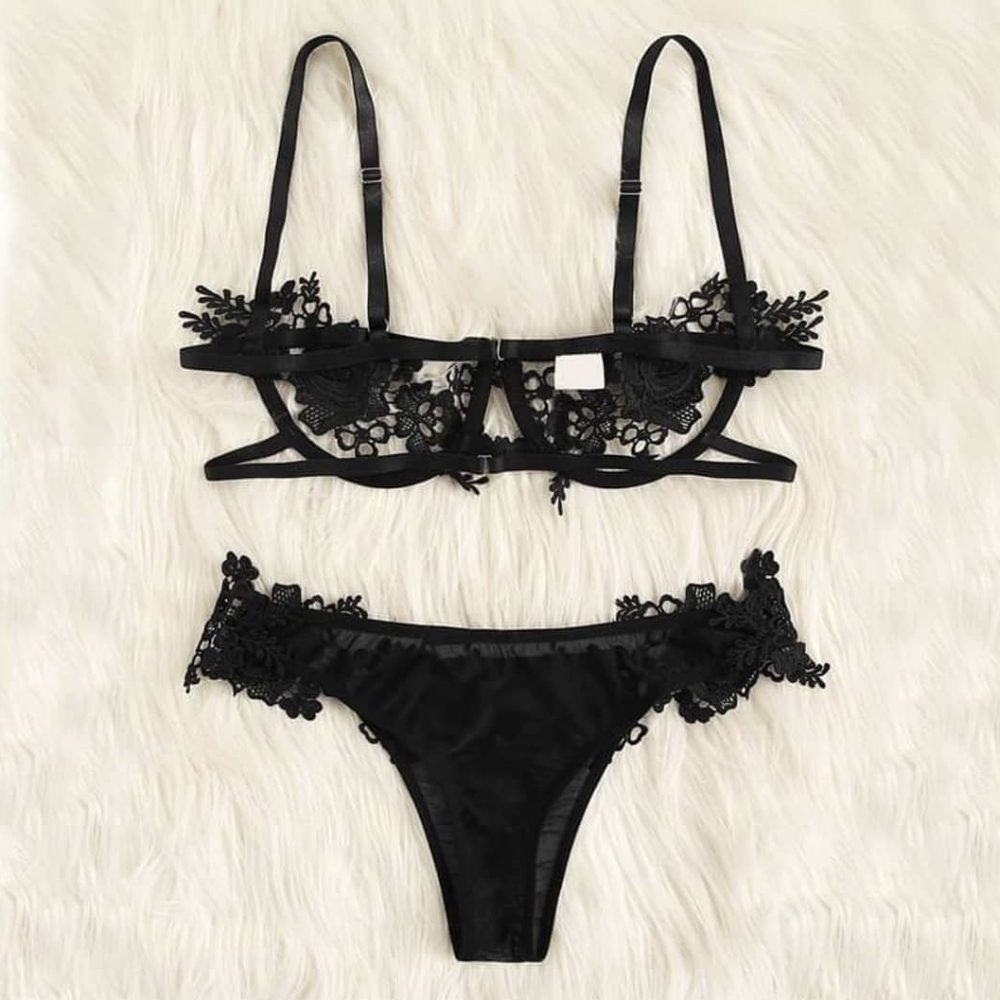 Σετ εσώρουχα μαύρη δαντέλα - Image 3