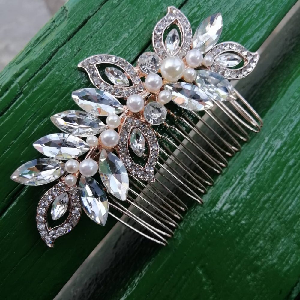 Rose Gold bridal comb..χτενάκι σε ροζ χρυσό με λαμπερά κρύσταλλα ! - Image 2