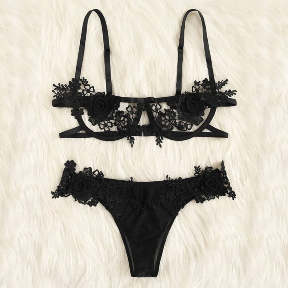 Σετ εσώρουχα μαύρη δαντέλα - Image 2