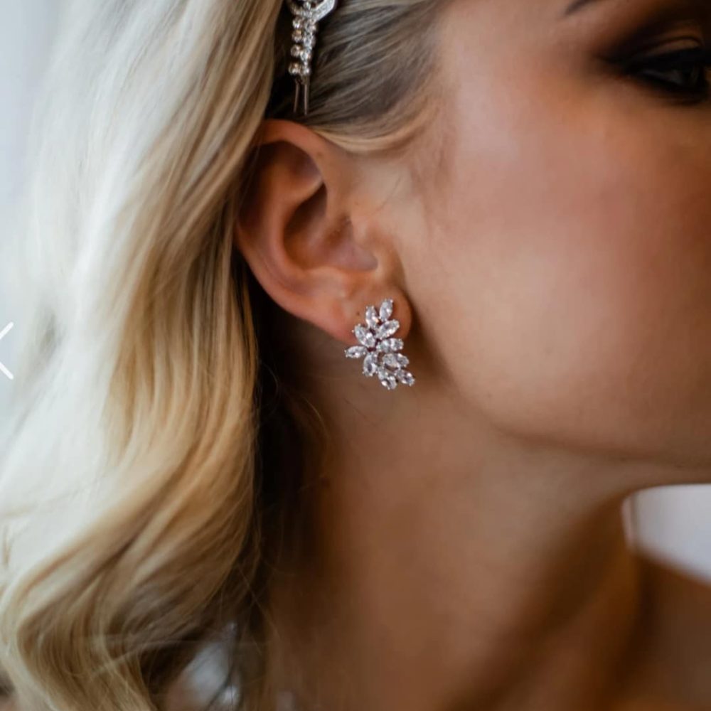 ''Lilianna'' grande , χειροποίητα νυφικά σκουλαρίκια με ζιργκόν πέτρες σε ασημί! - Image 3