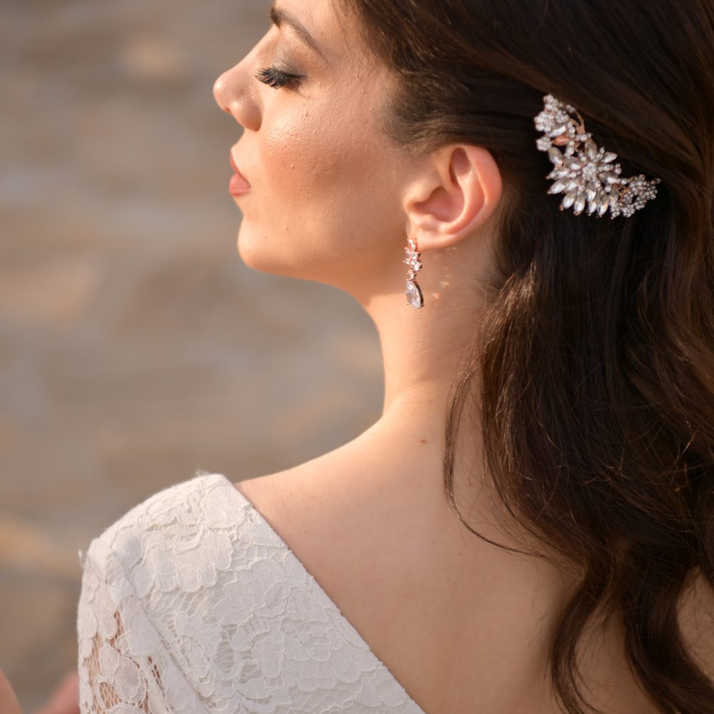 'Olivia' ροζ χρυσό νυφικό χτενάκι - Image 12