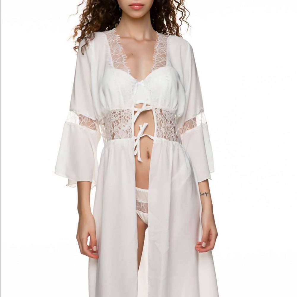 Ρόμπα από μαλακή, αέρινη ζορζέτα και δαντέλα! - Image 3