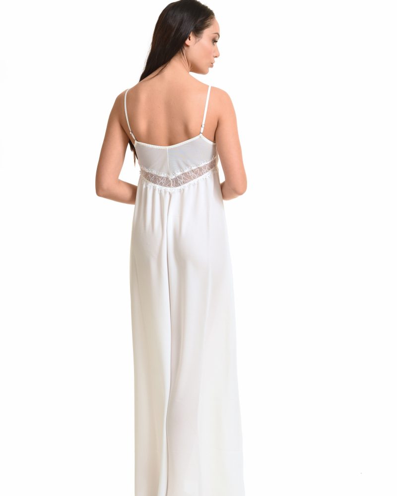 Μακρύ νυχτικό απο μαλακή ζορζέτα και δανδέλα. - Image 4