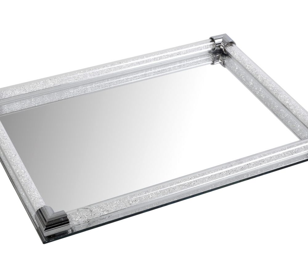 Ονειρεμένος δίσκος , ορθογώνιος καθρέπτης γυάλινος ασημί! Με περιμετρικό γέμισμα απο κρυσταλλάκια!! - Image 2