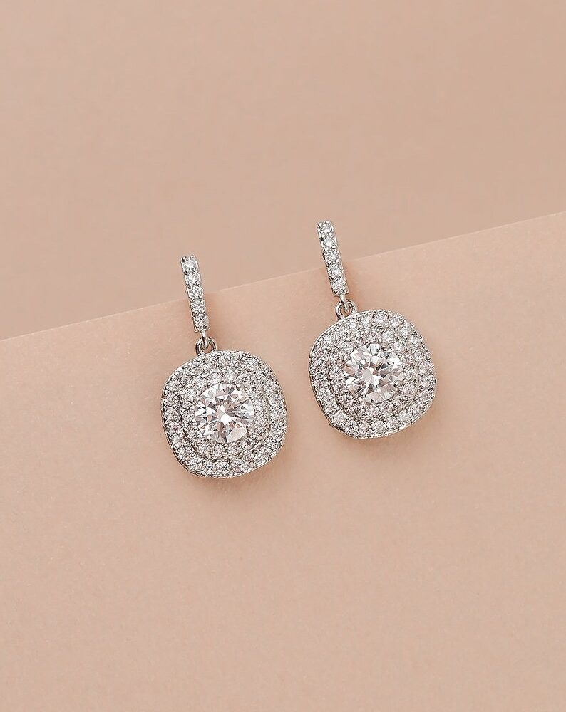 “Gigi” κομψά σκουλαρίκια, επιπλατινομένα  με κρυσταλλάκια ζιργκόν! - Image 4