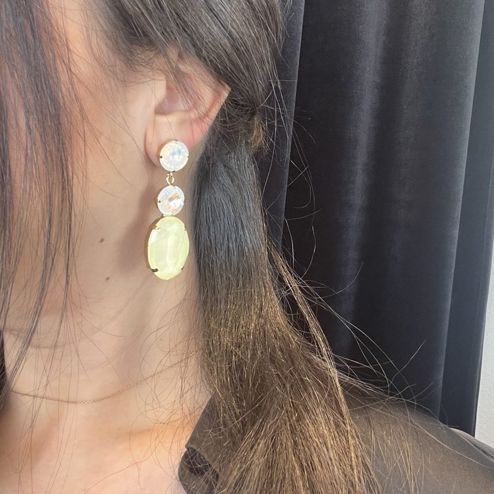 «Obsession” χειροποίητα σκουλαρίκια σε pastel αποχρώσεις του κίτρινου! Επιχρυσωμένα με κρύσταλλα Swarovski! - Image 3