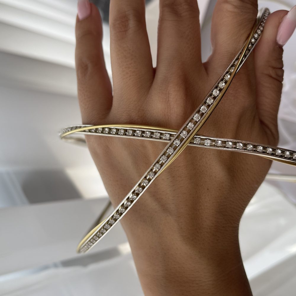 “Sun rays” επάργυρα στέφανα γάμου, δίχρωμα με κρυσταλλάκια! - Image 3