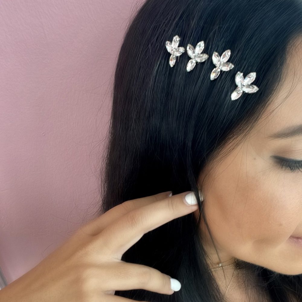 «Fleria» σετ από 4 φουρκέτες με κρυσταλλάκια! Ιδανικά για στόλισμα σε πιάσιμο στο πλάι, ή σε κότσο! - Image 2