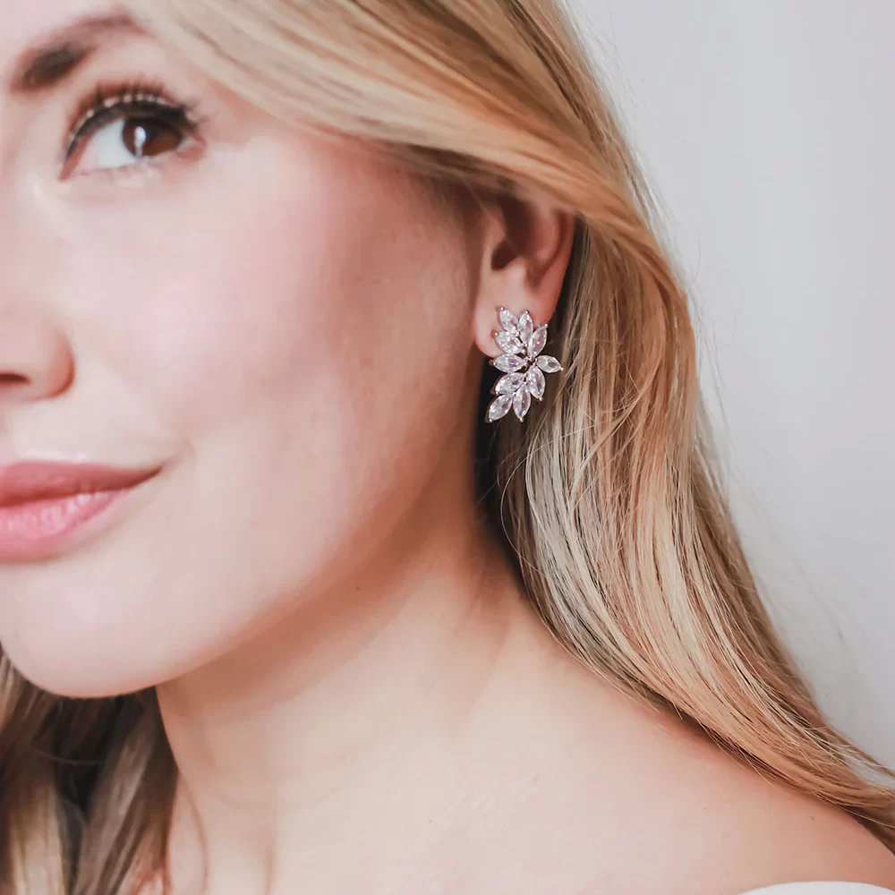 ''Lilianna'' grande , χειροποίητα νυφικά σκουλαρίκια με ζιργκόν πέτρες σε ασημί! - Image 9