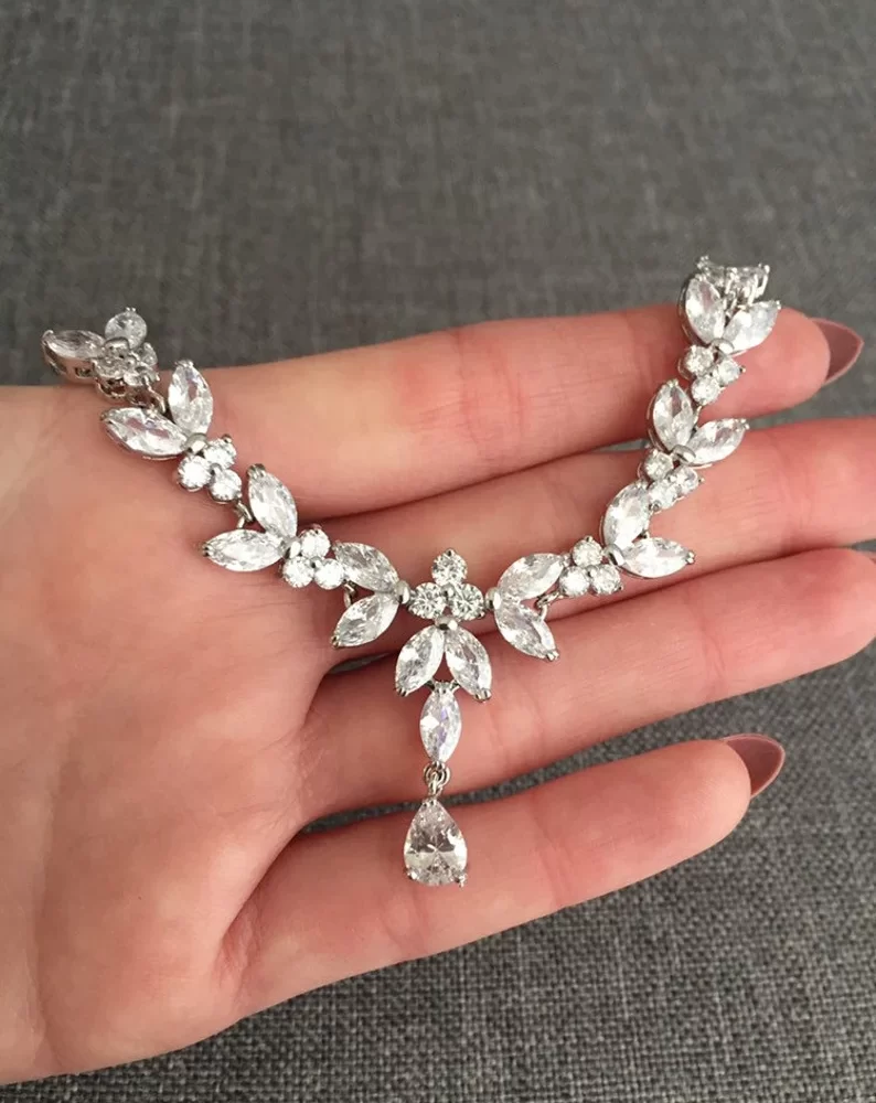 “Brilliant” ρομαντικό νυφικό σετ από κολιέ & σκουλαρίκια! Επιχρυσωμένα με ζιργκόν!! - Image 3