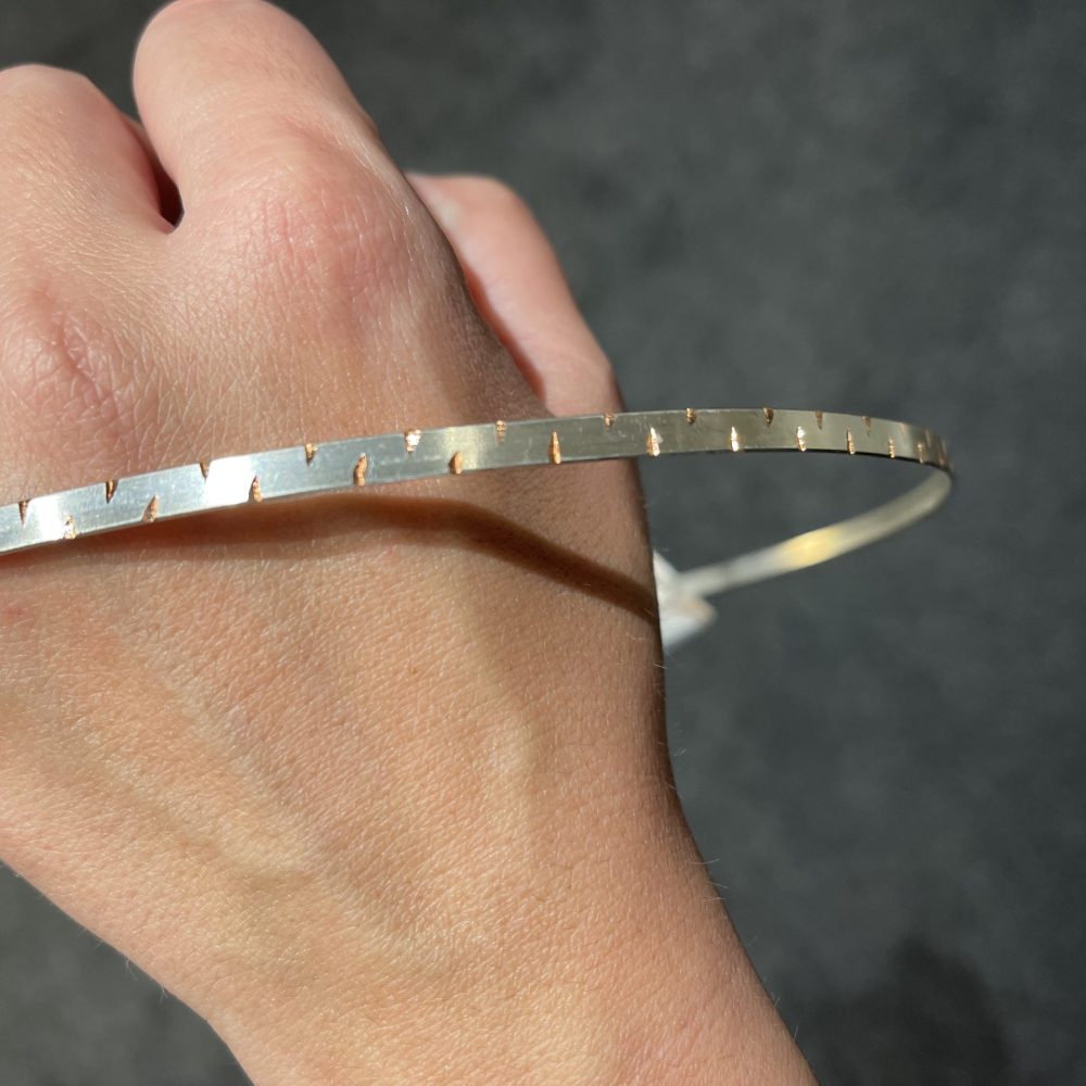 Χειροποίητα στέφανα “Xenia” , από ματ ασημί σφυρήλατο με ροζ χρυσό λεπτομέρειες! - Image 2