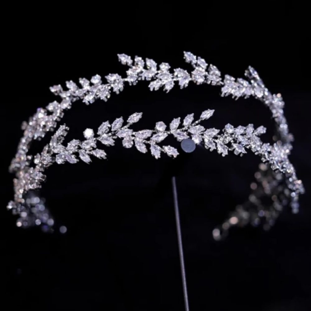 “Faidra” ένα κομψό νυφικό αξεσουάρ με διπλή σειρά από πέτρες ζιργκόν σε σχήμα φύλλων! - Image 9