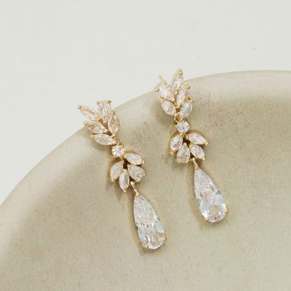 ”Chloe” χρυσά σκουλαρίκια, με γνήσιους κρυστάλλους zircon! - Image 2