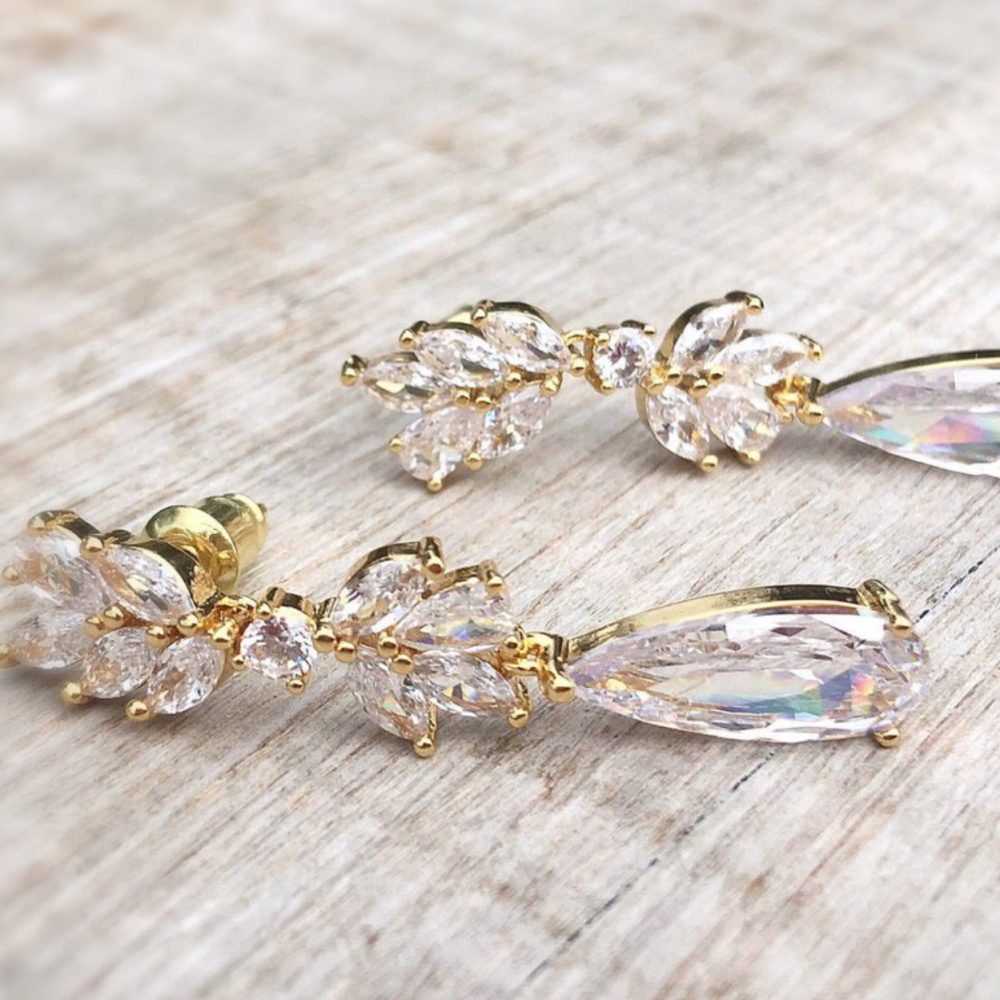 ”Chloe” χρυσά σκουλαρίκια, με γνήσιους κρυστάλλους zircon! - Image 4