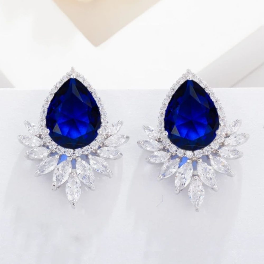 ”Gloria” statement σκουλαρίκια με μπλε κρύσταλλα ανώτερης ποιότητας και καθαρότητας - Image 3