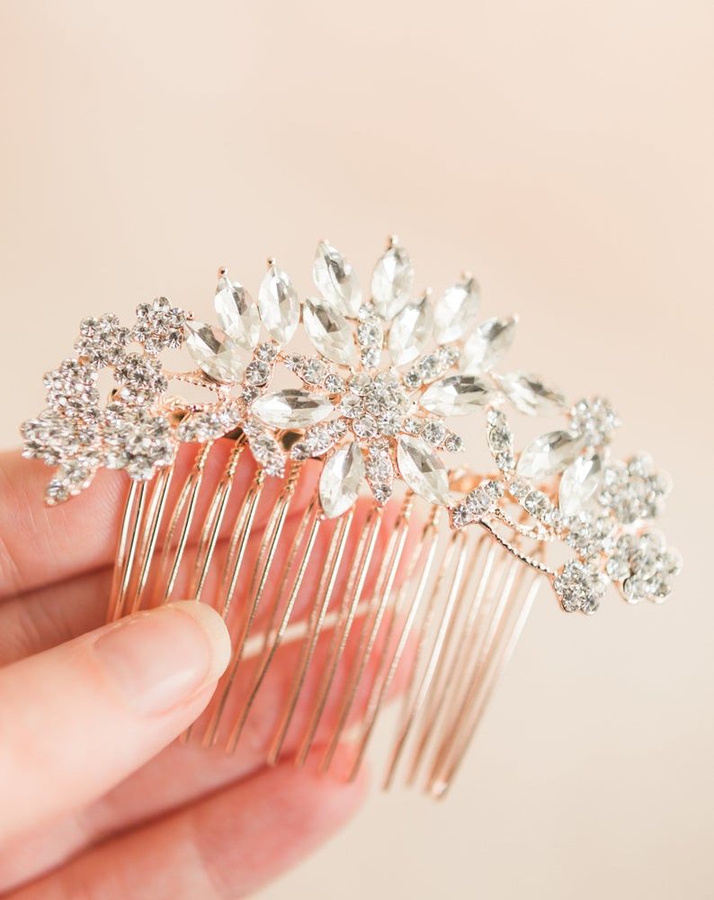 'Olivia' ροζ χρυσό νυφικό χτενάκι - Image 5