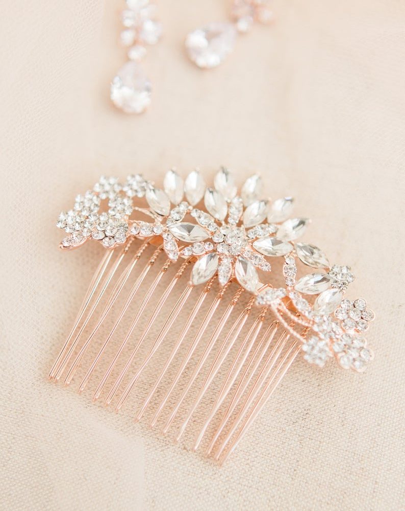 'Olivia' ροζ χρυσό νυφικό χτενάκι - Image 6