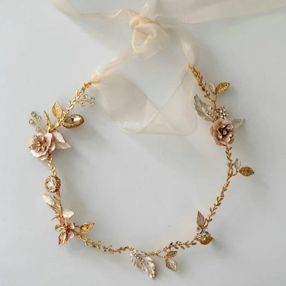 ''Versailles'' χειροποίητο στεφάνι στολισμένο με κρύσταλλα και μικρά μεταλλικά τριαντάφυλλα! - Image 2