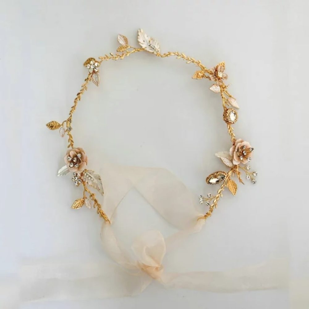 ''Versailles'' χειροποίητο στεφάνι στολισμένο με κρύσταλλα και μικρά μεταλλικά τριαντάφυλλα! - Image 3