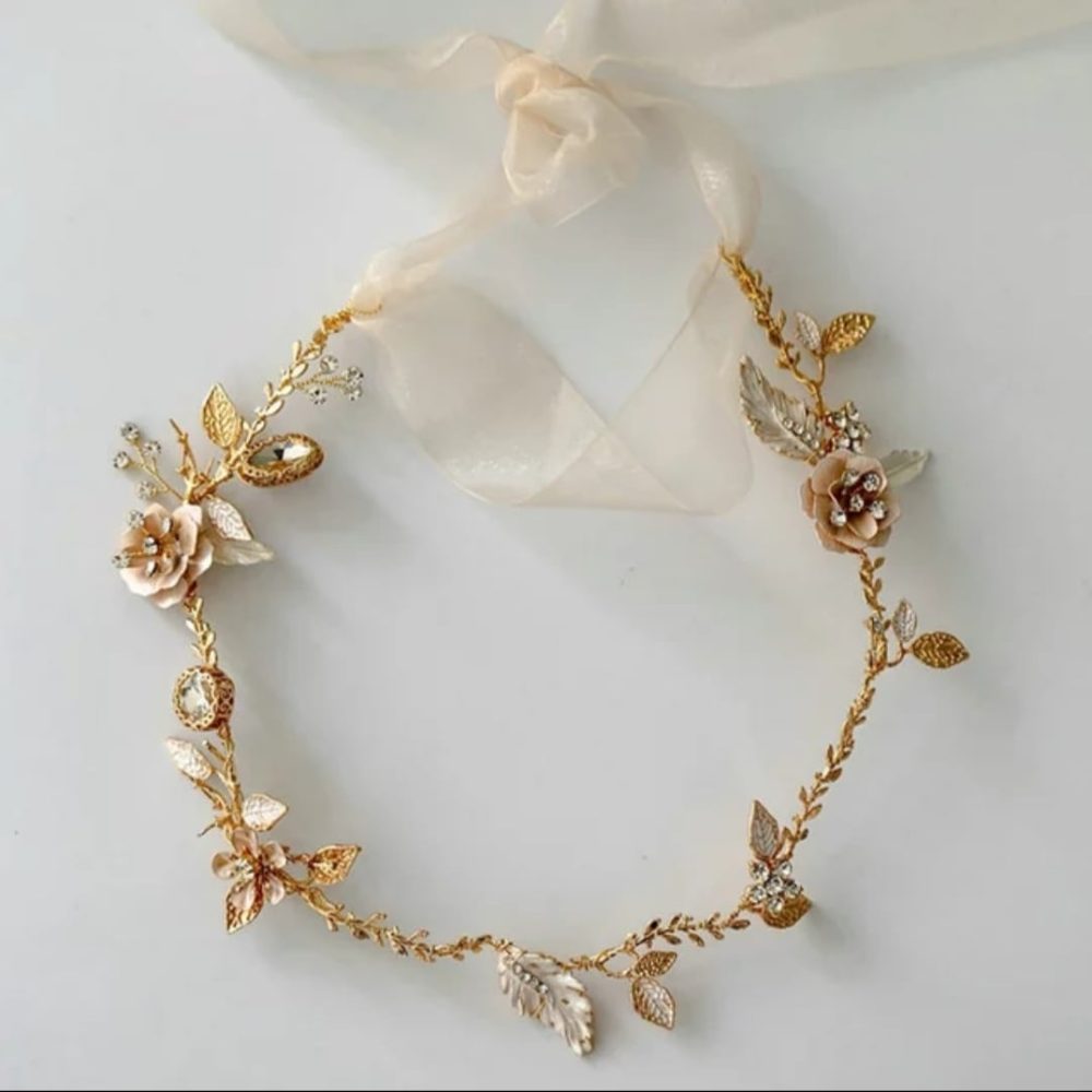 ''Versailles'' χειροποίητο στεφάνι στολισμένο με κρύσταλλα και μικρά μεταλλικά τριαντάφυλλα! - Image 4