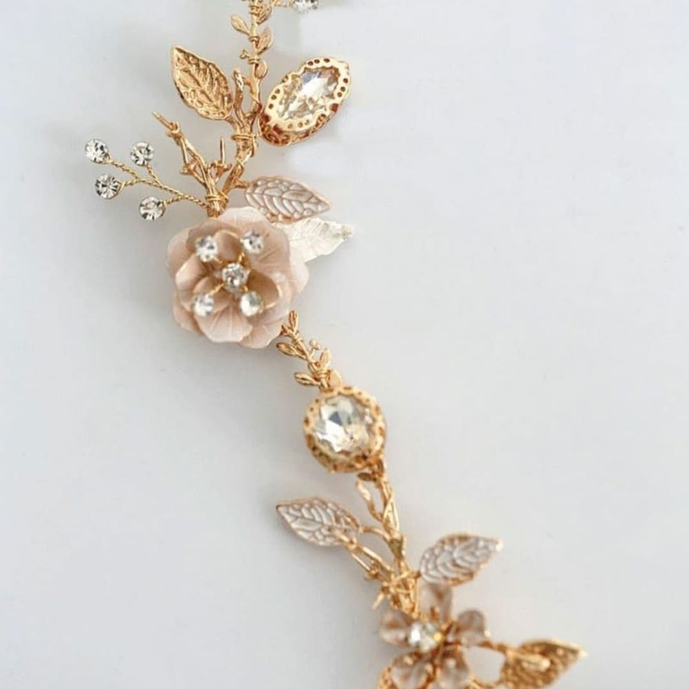 ''Versailles'' χειροποίητο στεφάνι στολισμένο με κρύσταλλα και μικρά μεταλλικά τριαντάφυλλα! - Image 5