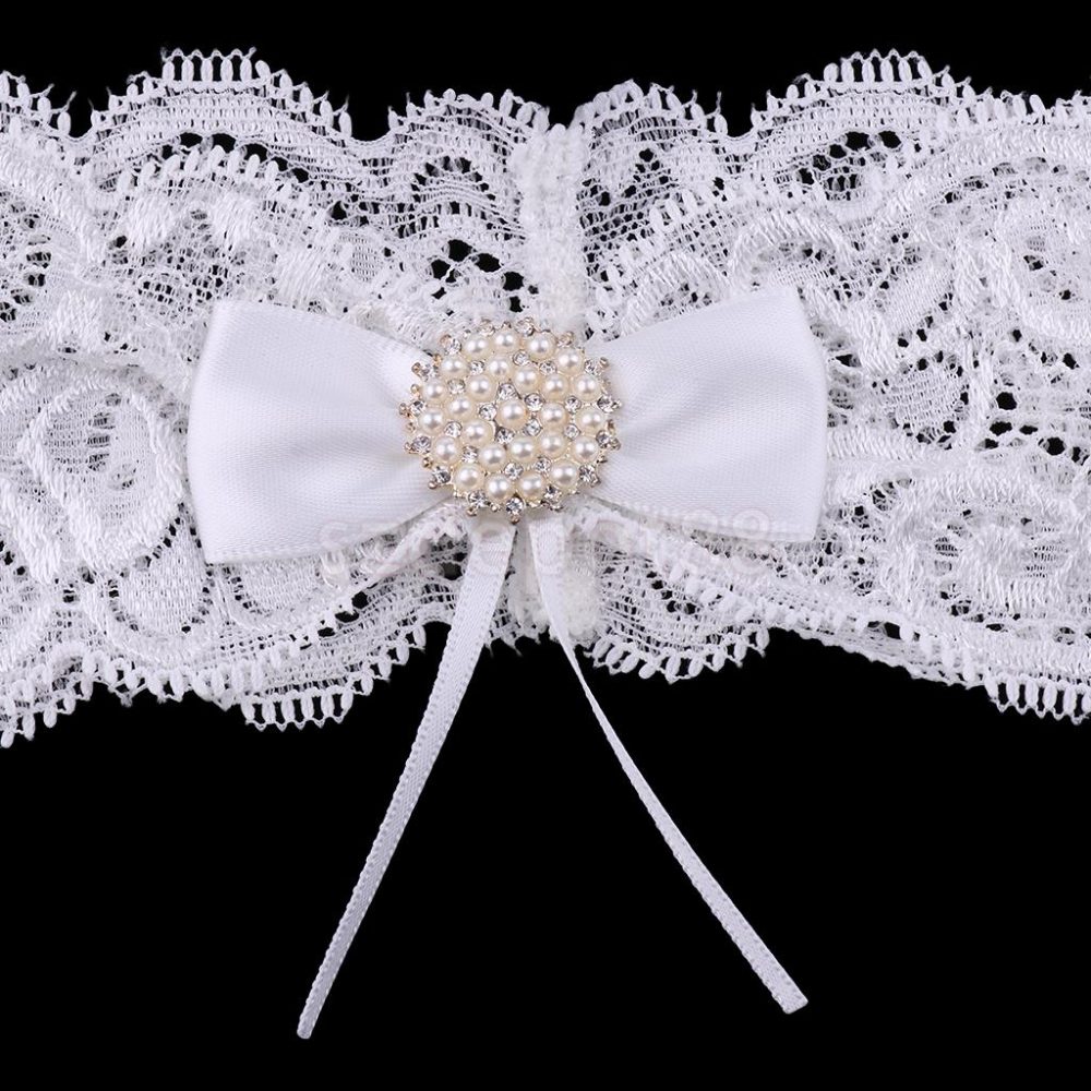 Λευκή δαντελένια καλτσοδέτα - Image 3