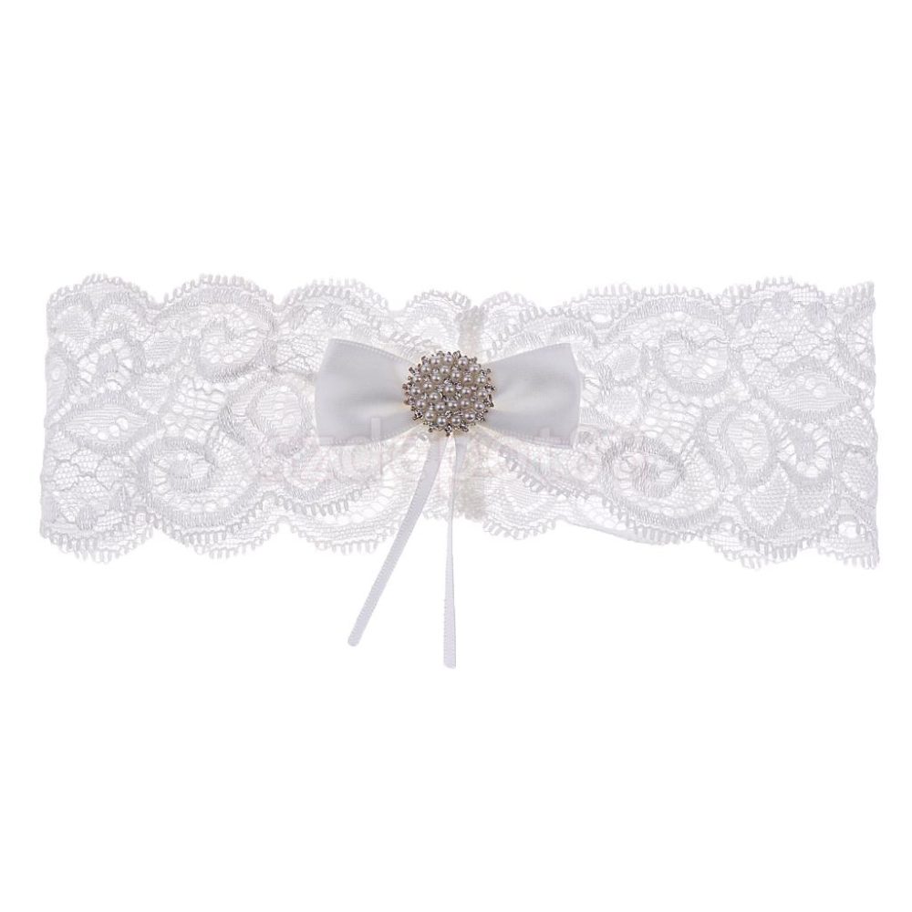 Λευκή δαντελένια καλτσοδέτα - Image 4