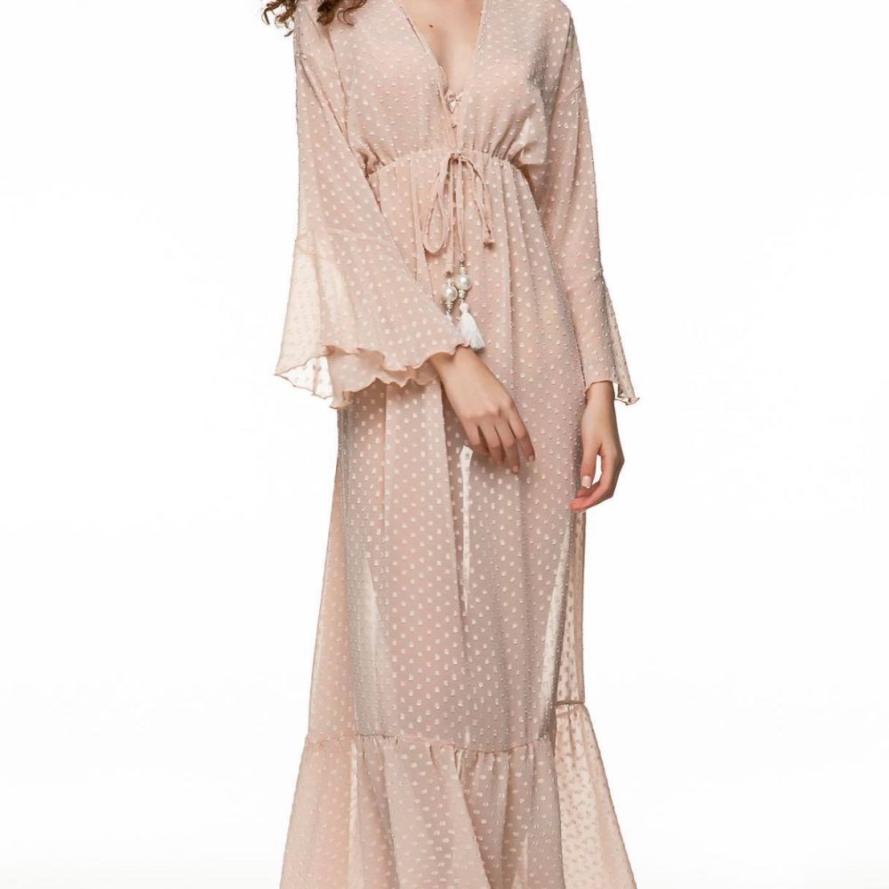 Μακρύ φόρεμα από μαλακό ύφασμα , ιδανικό για άνετες homewear εμφανίσεις! - Image 4