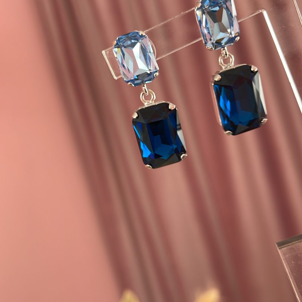 «Ciel» πανέμορφα γεωμετρικά σκουλαρίκια με Swarovski κρύσταλλα , σε αποχρώσεις του μπλέ! - Image 2