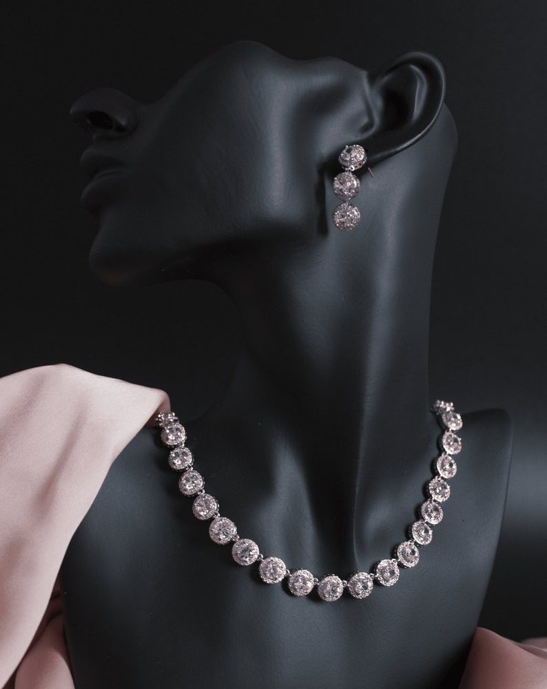 “Luxor” πανέμορφο νυφικό σετ κολιέ με τα σκουλαρίκια του! Επιχρυσωμένο με ζιργκόν ανώτερης ποιότητας! - Image 4