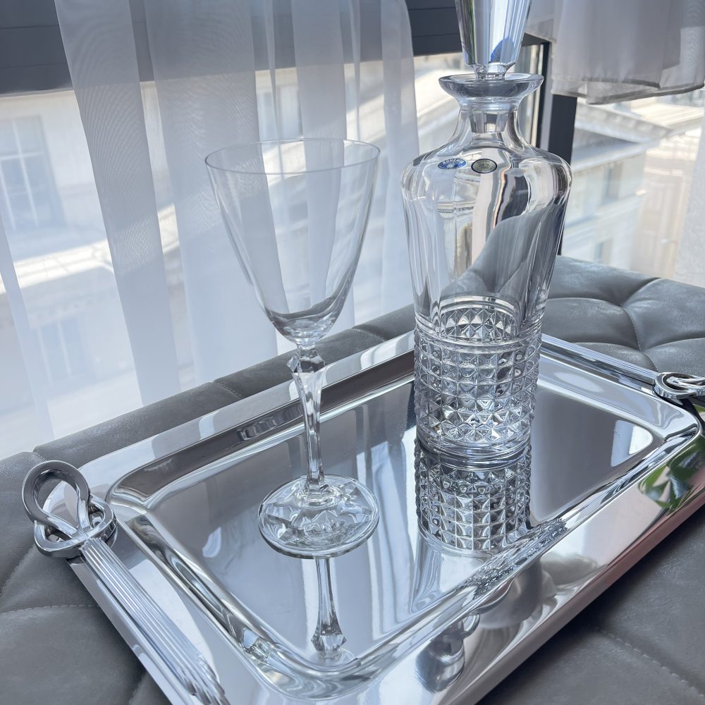Σετ 3τμχ. με ανοξείδωτο αριστοκρατικό δίσκο & καράφα/ποτήρι απο κρύσταλλο Βοημείας! - Image 4