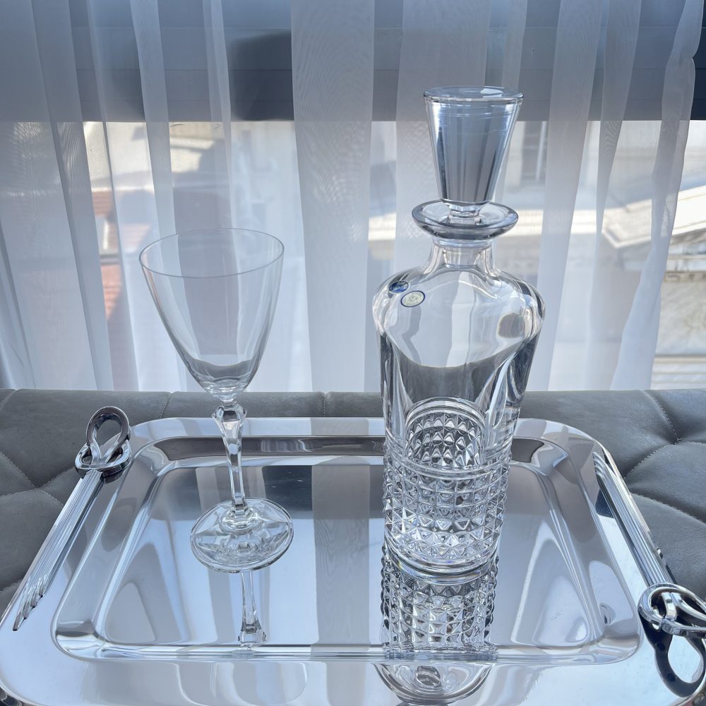 Σετ 3τμχ. με ανοξείδωτο αριστοκρατικό δίσκο & καράφα/ποτήρι απο κρύσταλλο Βοημείας! - Image 6