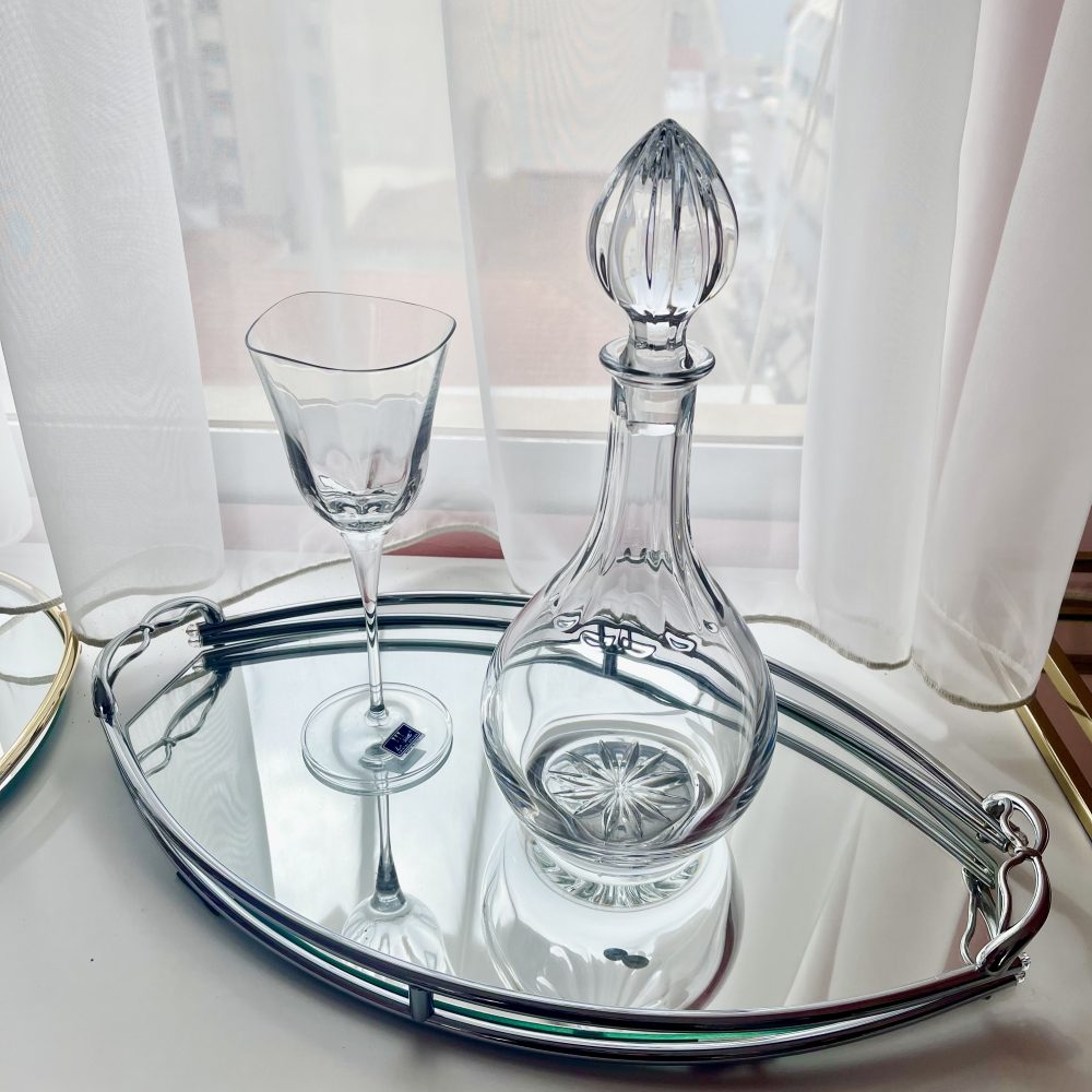 Κρυστάλλινο σετ 3τμχ. με ανοξείδωτο δίσκο με καθρέφτη! - Image 2