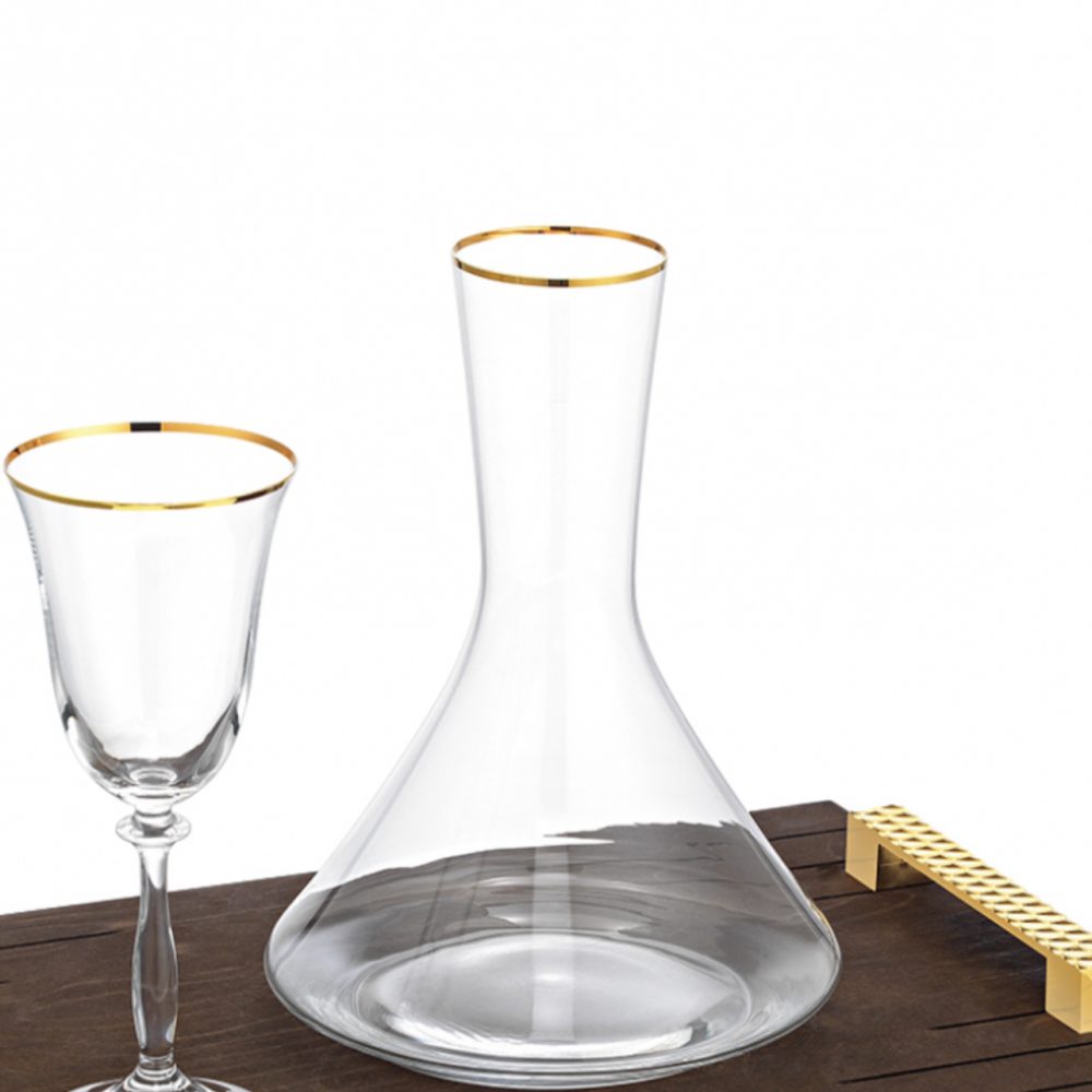 Boho chic σετ κρασιού 3τμχ.! Ξύλινος δίσκος και κρυστάλλινο σετ Βοημείας με χρυσές λεπτομέρειες! - Image 2