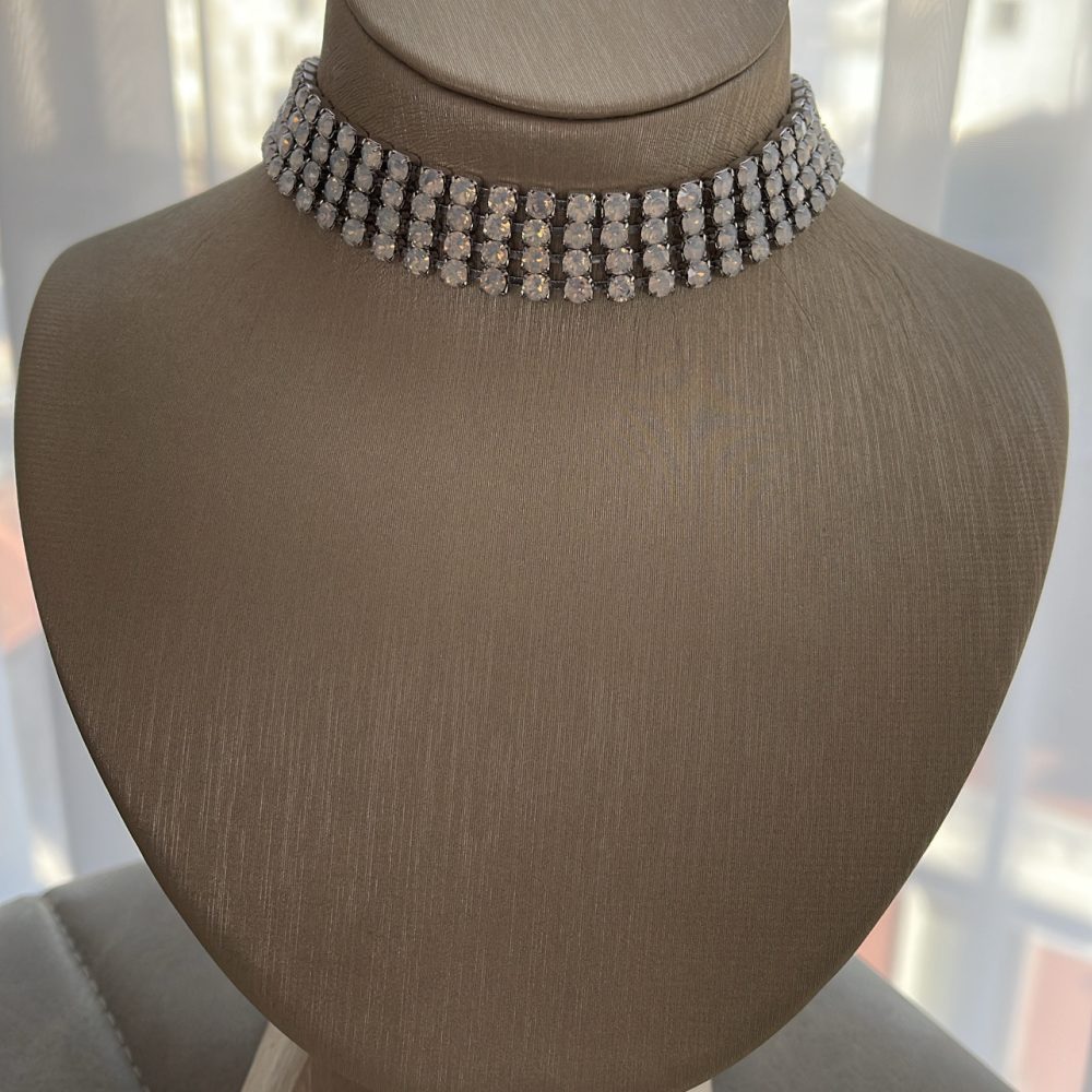 “The white choker” πανέμορφο κολιέ τσόκερ με λαμπερά Swarovski σε ημιδιάφανη γαλακτερή απόχρωση! - Image 8