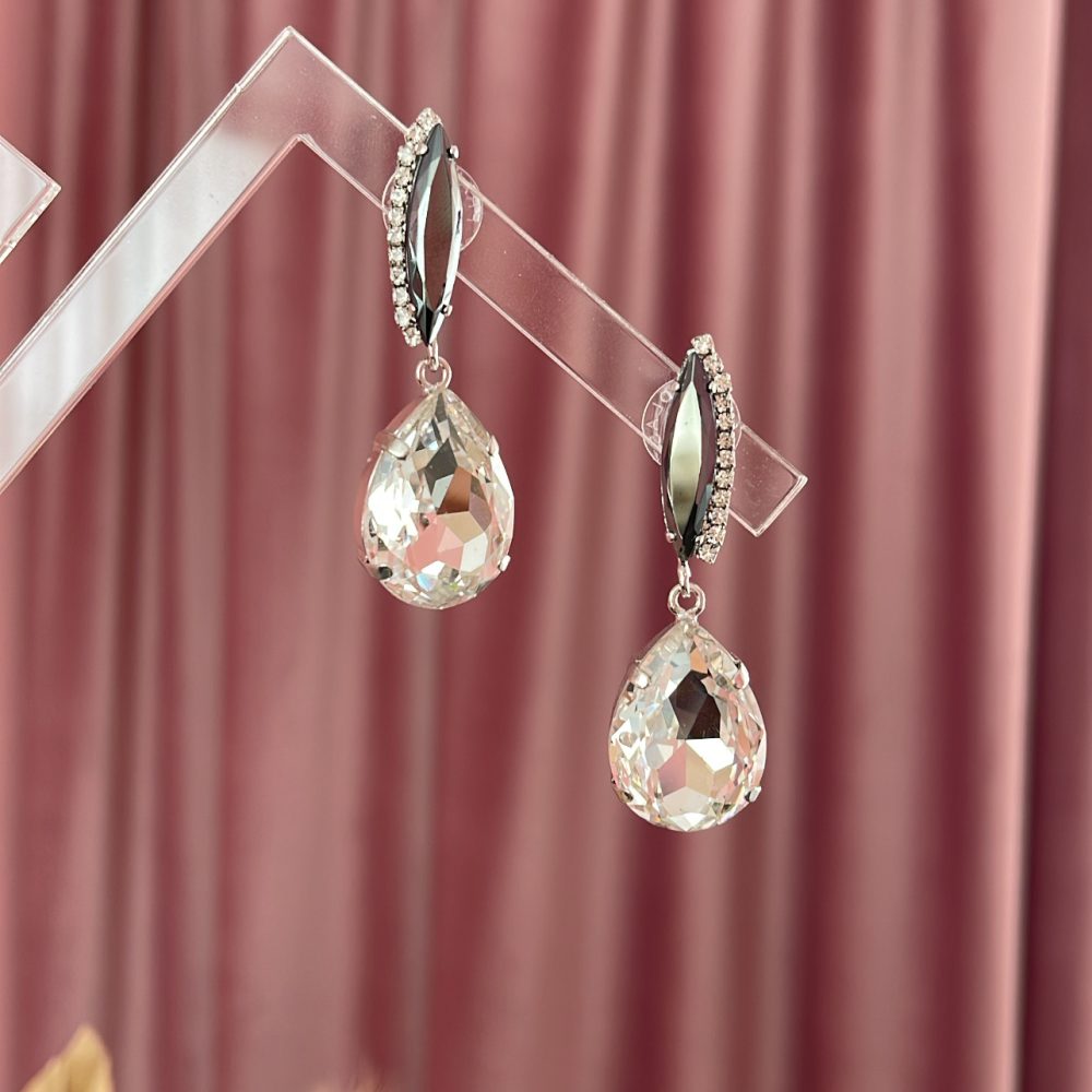 “Phynix” μακριά σκουλαρίκια με μεγάλο κεντρικό κρύσταλλο Swarovski! - Image 3