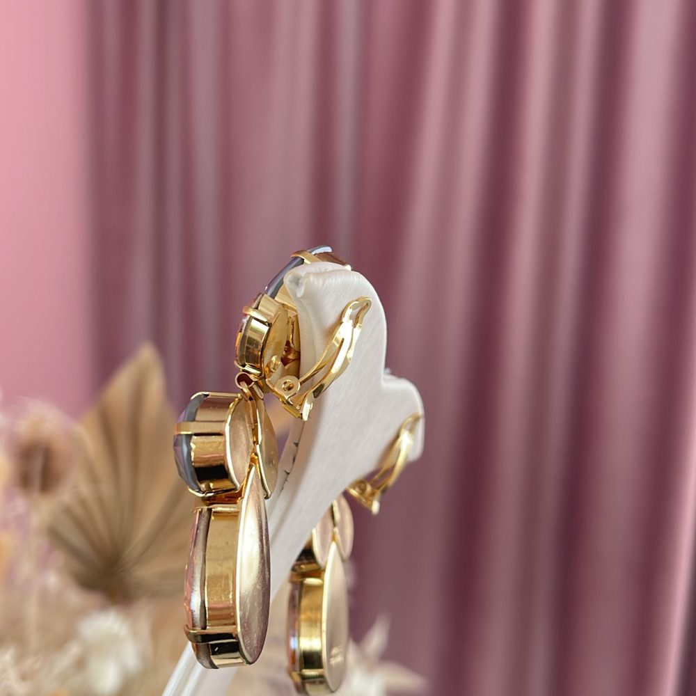 “Honey blue” πανέμορφα oversized σκουλαρίκια , με λαμπερά Swarovski σε γήινες αποχρώσεις! - Image 4