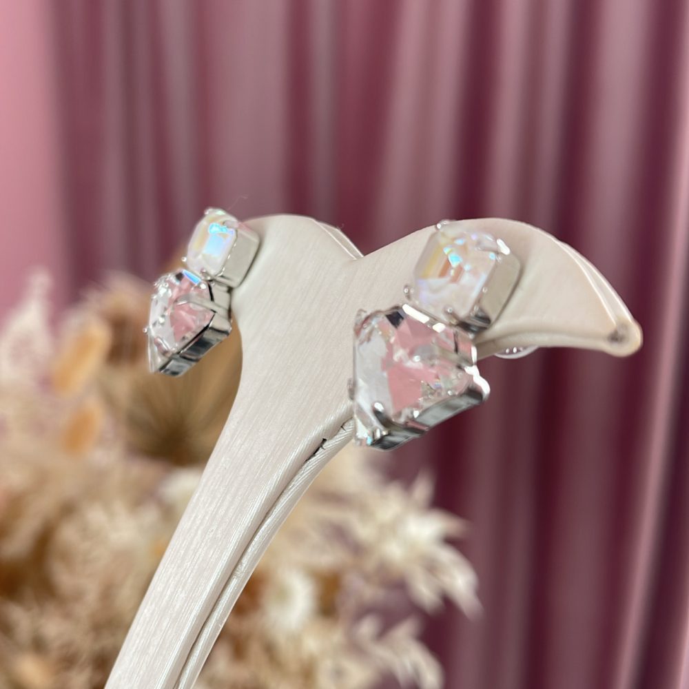 “Pop Art” εκκεντρικά σκουλαρίκια , με Swarovski σε αποχρώσεις του λευκού! - Image 2