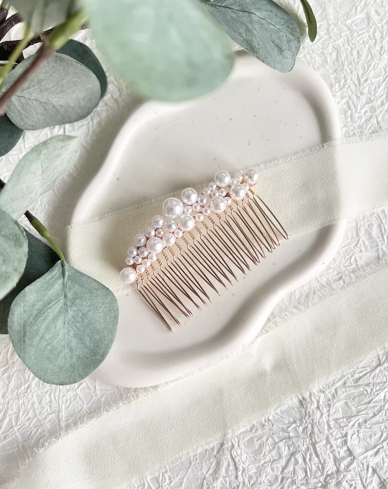 ''Pearl Dream'' σε ροζ χρυσό! Κομψό , χειροποίητο χτενάκι με πέρλες! - Image 5