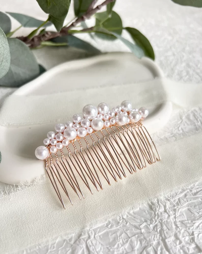 ''Pearl Dream'' σε ροζ χρυσό! Κομψό , χειροποίητο χτενάκι με πέρλες! - Image 4